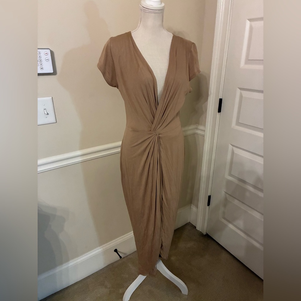 Rolla Coster Tan Draped Midi Dress